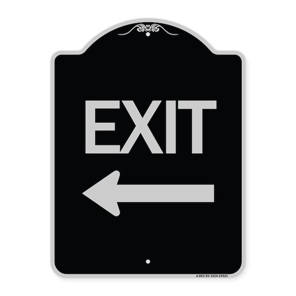 Exit with Left Arrow Heavy-Gauge Aluminum Architectural Sign, 24" H, 18" L, BS-1824-24521